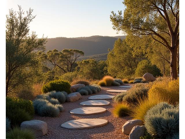 Garden blending seamlessly with natural Australian bushland